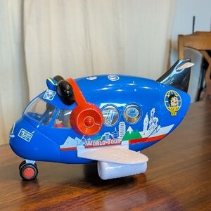 Blue World Tour Toy Airplane with Red Accents for Kids